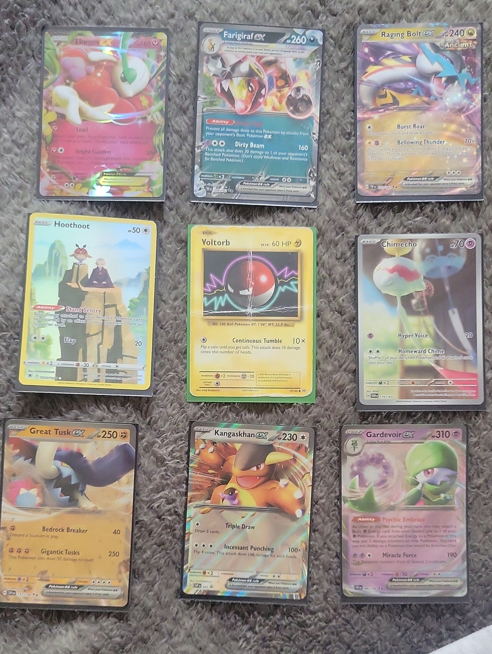 Pokemon Holo EX & GX Card Lot with Yellow, Green & Pink Accents